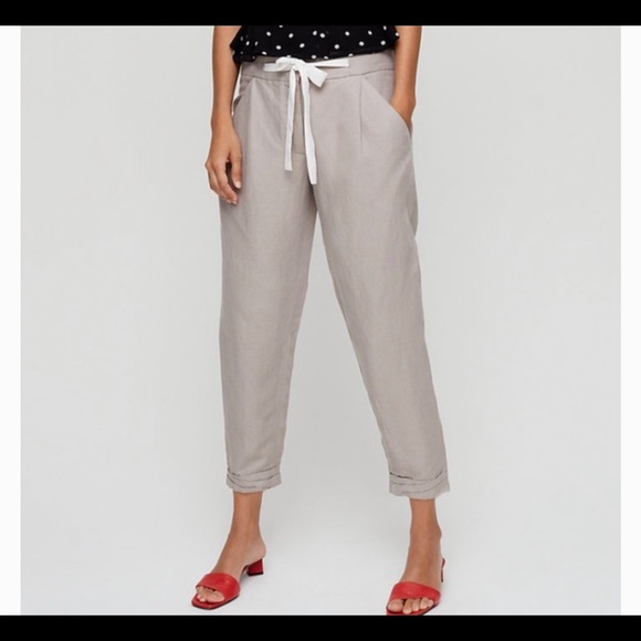 Aritzia Wilfred Allant Linen Pants - slate gray. Size 4 - Picture 1 of 11